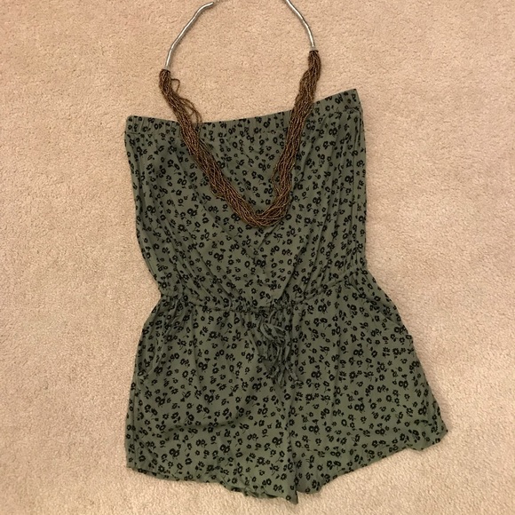 Forever 21 Pants - Green & black flower romper